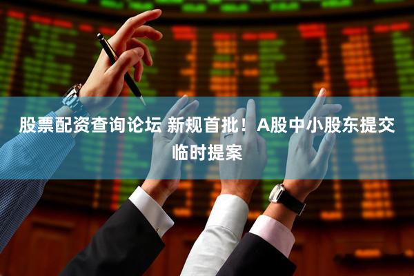 股票配资查询论坛 新规首批！A股中小股东提交临时提案